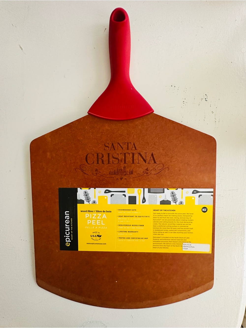 Epicurean Santa Cristina Pizza Peel with Red Handle